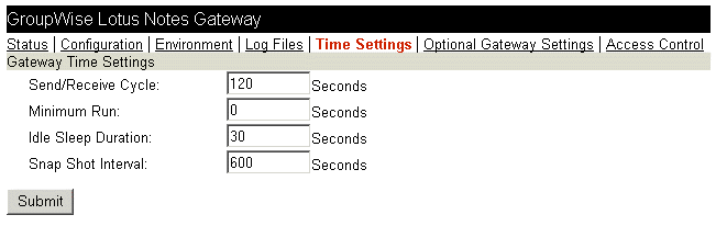 Web console Time Settings page