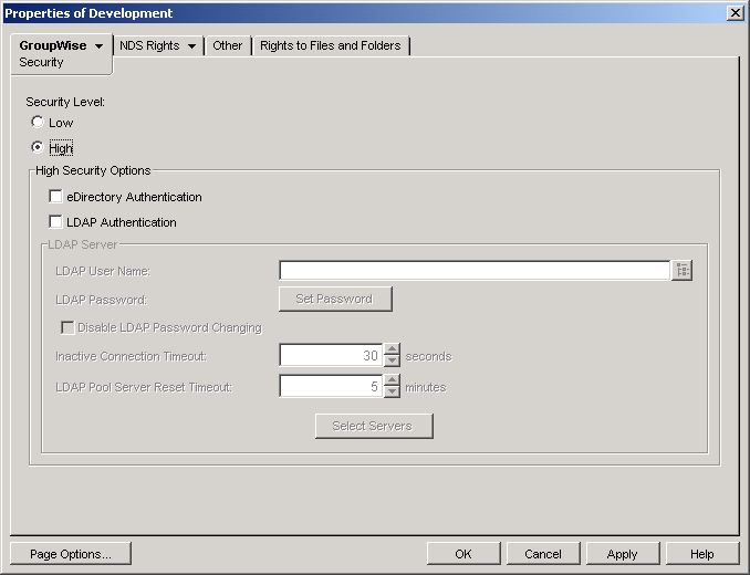 Post office Object Security property page