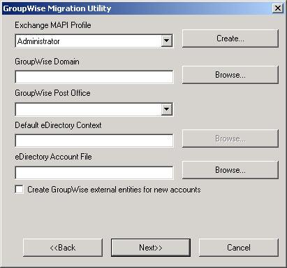 Migration Utility mailbox information