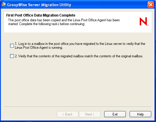 First Post Office Data Migration Complete page