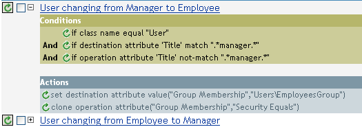 Policy for a User Changing from Manager to Employee