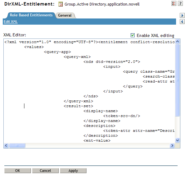 Viewing the entitlement in XML