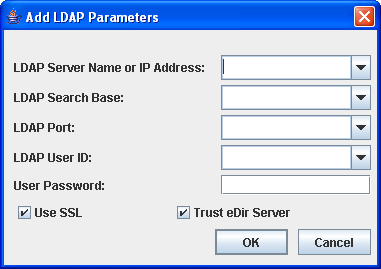 Adding LDAP server parameters to the License Auditing Tool