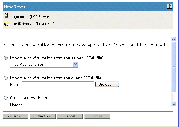 Import a driver configuration file