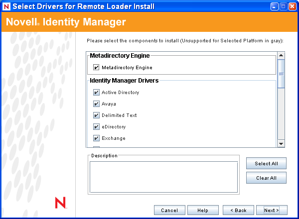 Selecting drivers for the Metadirectory server