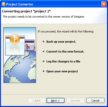 Project Converter message