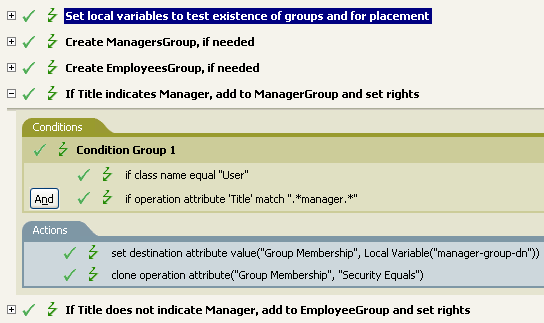 Policy to add to manager group if title indicates manager
