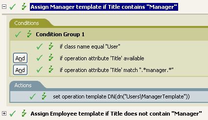 Policy to assign manager template if Title contains Manager