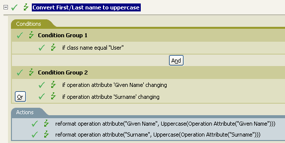 Policy to convert first/last name to uppercase