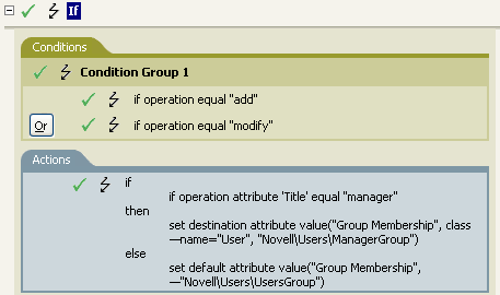 Policy for adding users to a group if their title is manager