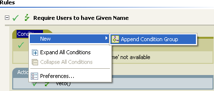 Append condition group