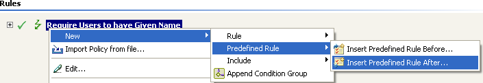 Predefined rules