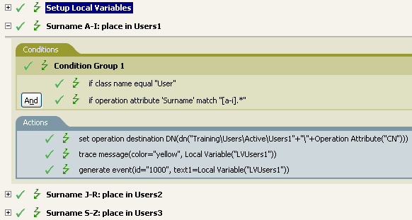 Placement policy for users by last name