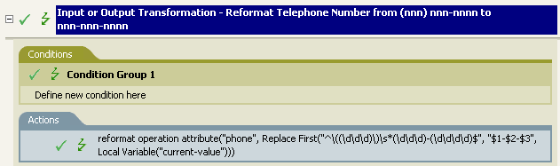 Input or Output Transformation - Reformat Telephone Number from (nnn) nnn-nnnn to nnn-nnn-nnnn