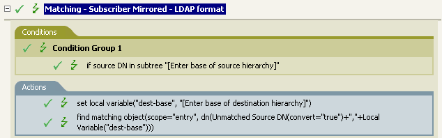 Matching - Subscriber Mirrored - LDAP format
