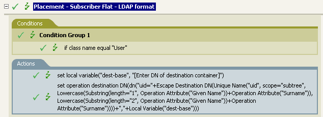 Placement - Subscriber Flat - LDAP format