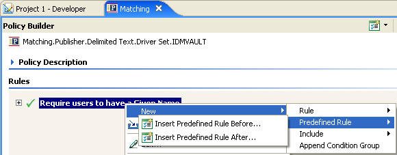 Insert Predefined Rule Before or Insert Predefined Rule After