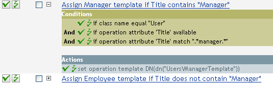 Policy to assign manager template if Title contains manager