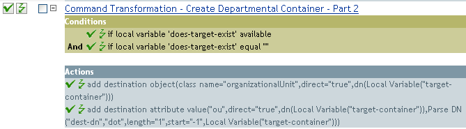 Command Transformation - create department container - part 2