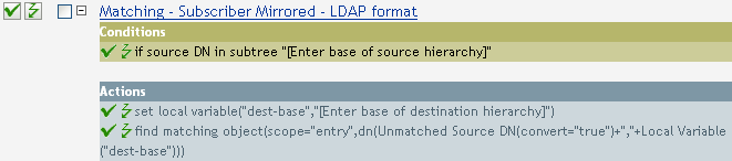 Matching - subscriber mirrored - LDAP format