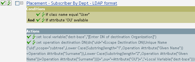 Placement - subscriber by dept - LDAP format