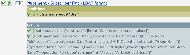 Placement - subscriber flat - LDAP format