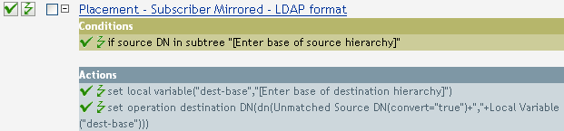Placement - subscriber mirrored - LDAP format