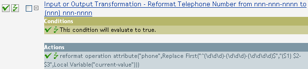 Input or Output Transformation - reformat telephone number from nnn-nnn-nnnn to (nnn) nnn-nnnn
