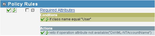 Actions in the User-Required Attributes section