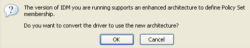 Dialog box to convert the driver to the new architecture