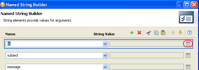 Launching the Argument Builder to create the value for the string