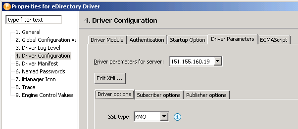 Fields on the Driver Parameters tabs