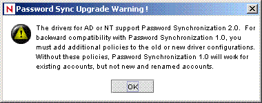 Password Sync Upgrade Warning