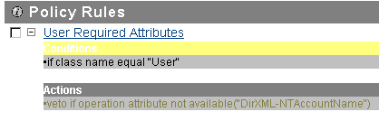 Actions in the User-Required Attributes section