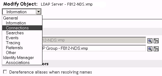 Options in the drop-down menu