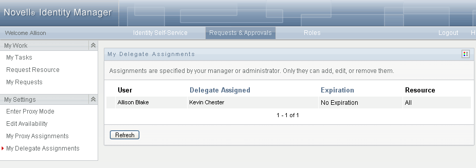 My Delegate Assignments page
