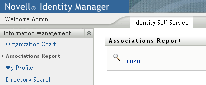 Click Lookup on the Associations Report page to look up another user’s associations