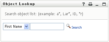 The object lookup page lets you specify search criteria
