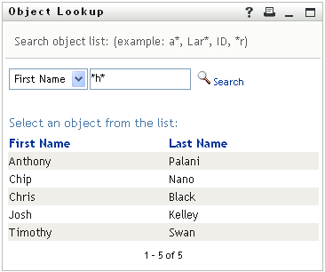 The Lookup page displays search results