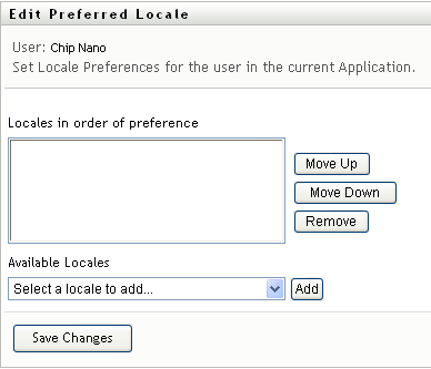 Use the Edit Preferred Locale page to select the UI preferred language