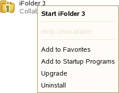 iFolder 3 Application Browser Menu