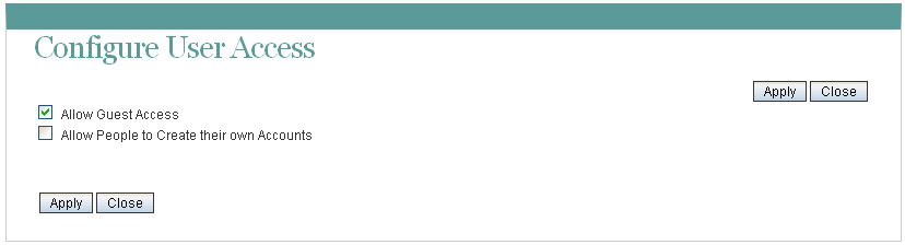 Configure User Access page