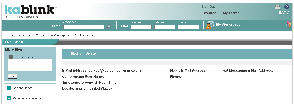 Kablink Teaming pre-login user workspace