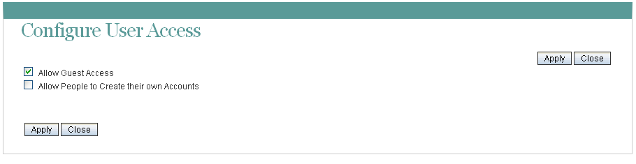 Configure User Access page