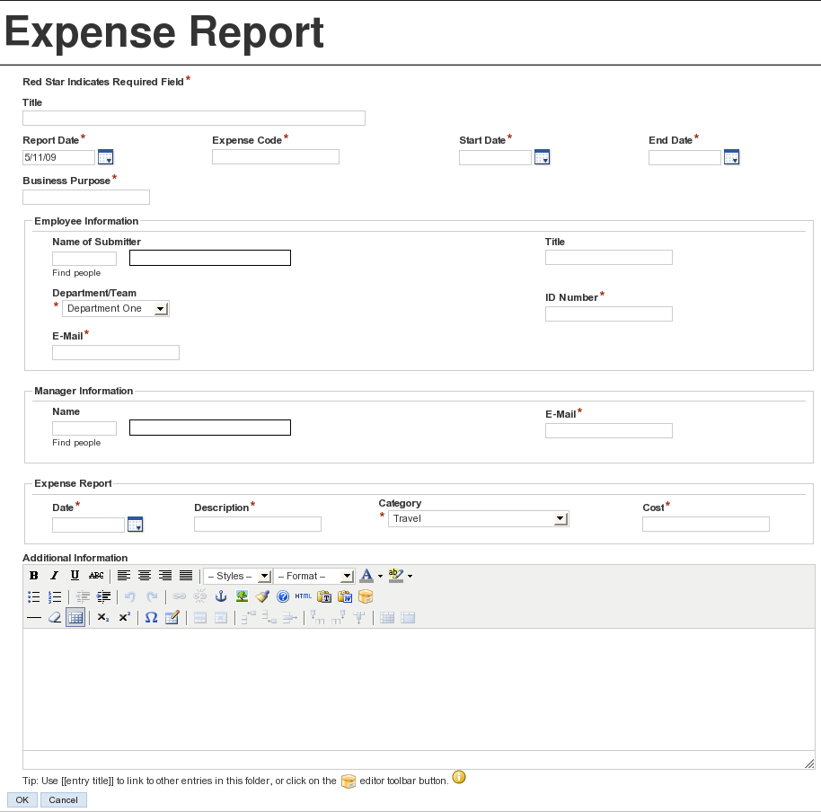 Expense Report Form