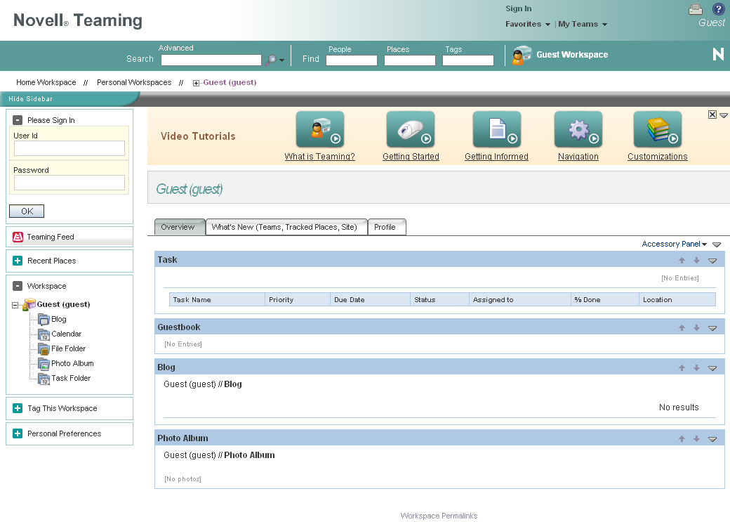 Guest User Workspace