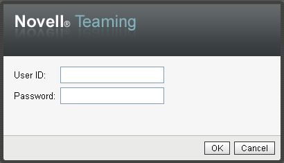 Novell Teaming Log In page