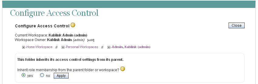 Configure Access Control page