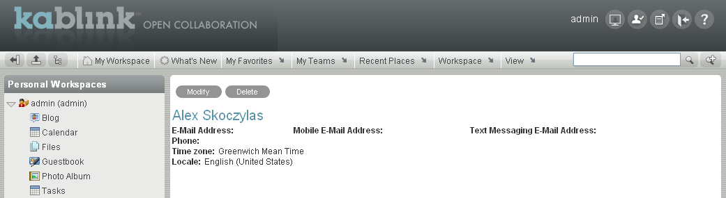 Kablink Teaming pre-login user workspace