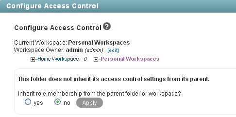 Configure Access Control page